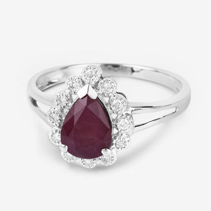 1.31 Carat Genuine Ruby and White Diamond 14K White Gold Ring Bids.com