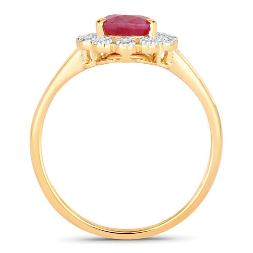 1.31 Carat Genuine Ruby and White Diamond 14K Yellow Gold Ring Bids.com