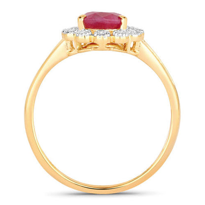 1.31 Carat Genuine Ruby and White Diamond 14K Yellow Gold Ring Bids.com