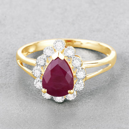 1.31 Carat Genuine Ruby and White Diamond 14K Yellow Gold Ring Bids.com