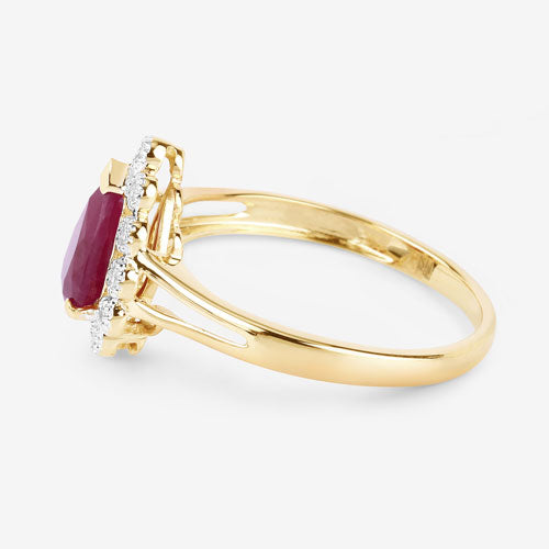 1.31 Carat Genuine Ruby and White Diamond 14K Yellow Gold Ring Bids.com