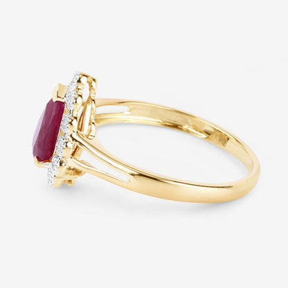 1.31 Carat Genuine Ruby and White Diamond 14K Yellow Gold Ring Bids.com