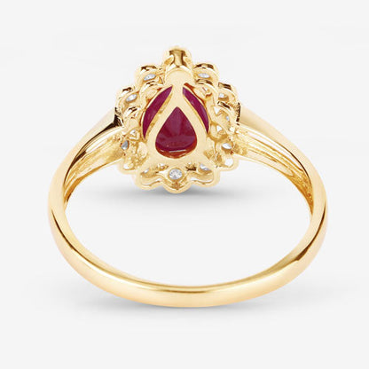 1.31 Carat Genuine Ruby and White Diamond 14K Yellow Gold Ring Bids.com