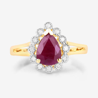 1.31 Carat Genuine Ruby and White Diamond 14K Yellow Gold Ring Bids.com