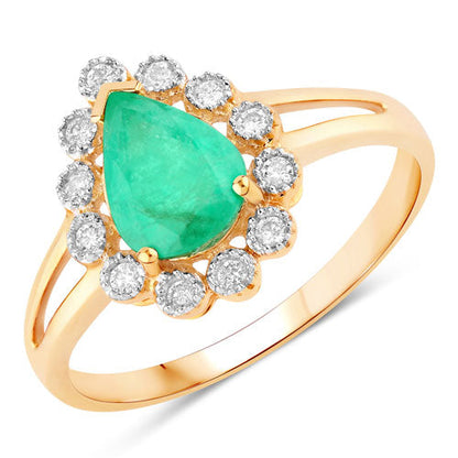 1.22 Carat Genuine Zambian Emerald and White Diamond 10K Yellow Gold Ring Bids.com