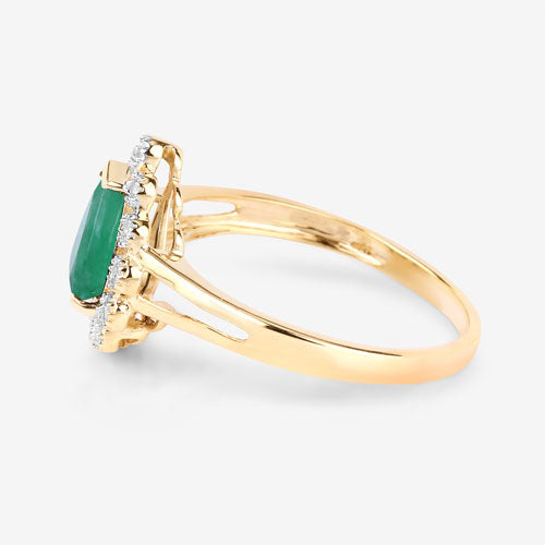 1.22 Carat Genuine Zambian Emerald and White Diamond 10K Yellow Gold Ring Bids.com