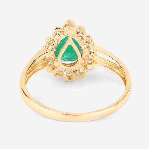1.22 Carat Genuine Zambian Emerald and White Diamond 10K Yellow Gold Ring Bids.com