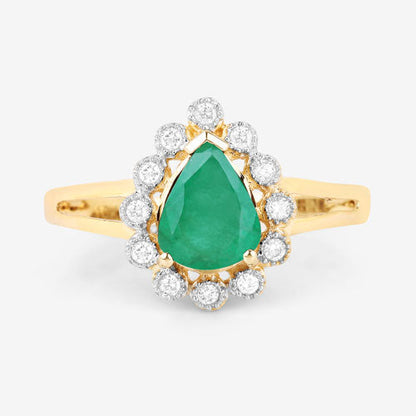 1.22 Carat Genuine Zambian Emerald and White Diamond 10K Yellow Gold Ring Bids.com