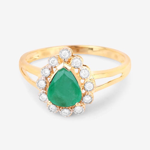 1.22 Carat Genuine Zambian Emerald and White Diamond 10K Yellow Gold Ring Bids.com