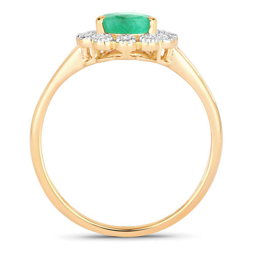 1.22 Carat Genuine Zambian Emerald and White Diamond 10K Yellow Gold Ring Bids.com