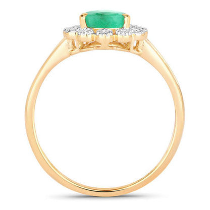 1.22 Carat Genuine Zambian Emerald and White Diamond 10K Yellow Gold Ring Bids.com