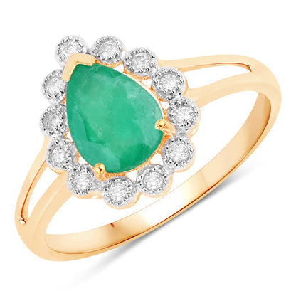 1.22 Carat Genuine Zambian Emerald and White Diamond 14K Yellow Gold Ring Bids.com
