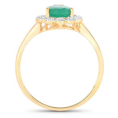 1.22 Carat Genuine Zambian Emerald and White Diamond 14K Yellow Gold Ring Bids.com