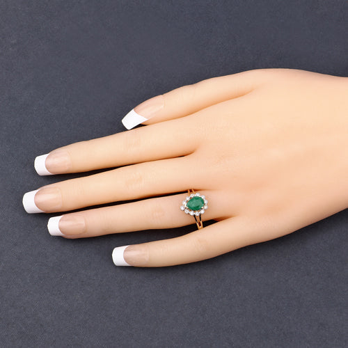 1.22 Carat Genuine Zambian Emerald and White Diamond 14K Yellow Gold Ring Bids.com
