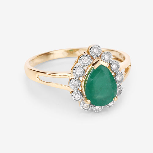 1.22 Carat Genuine Zambian Emerald and White Diamond 14K Yellow Gold Ring Bids.com