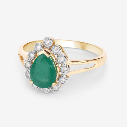 1.22 Carat Genuine Zambian Emerald and White Diamond 14K Yellow Gold Ring Bids.com