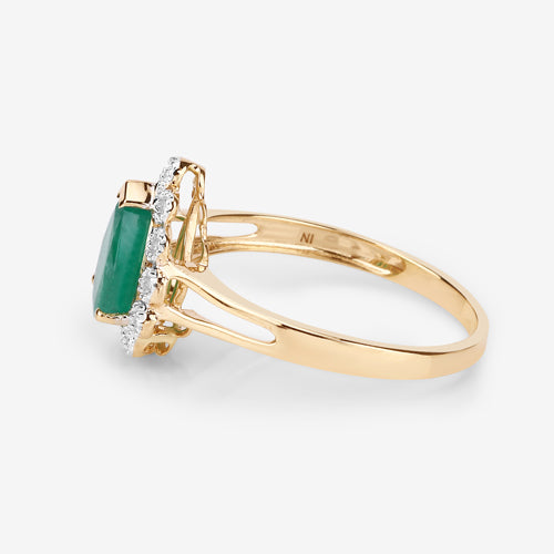 1.22 Carat Genuine Zambian Emerald and White Diamond 14K Yellow Gold Ring Bids.com