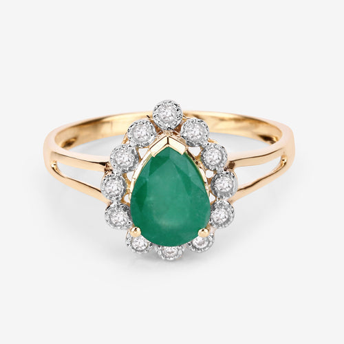 1.22 Carat Genuine Zambian Emerald and White Diamond 14K Yellow Gold Ring Bids.com