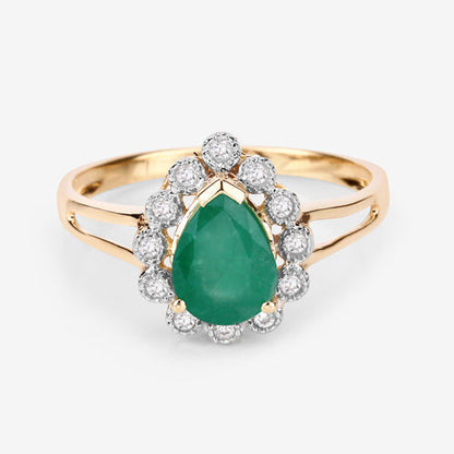 1.22 Carat Genuine Zambian Emerald and White Diamond 14K Yellow Gold Ring Bids.com