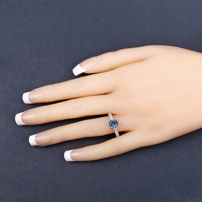 1.90 Carat Genuine Blue Sapphire and White Diamond 14K White Gold Ring Bids.com