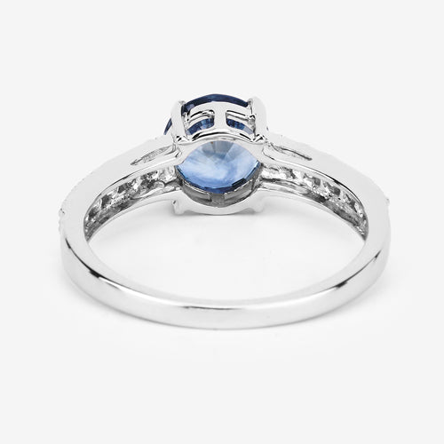 1.90 Carat Genuine Blue Sapphire and White Diamond 14K White Gold Ring Bids.com