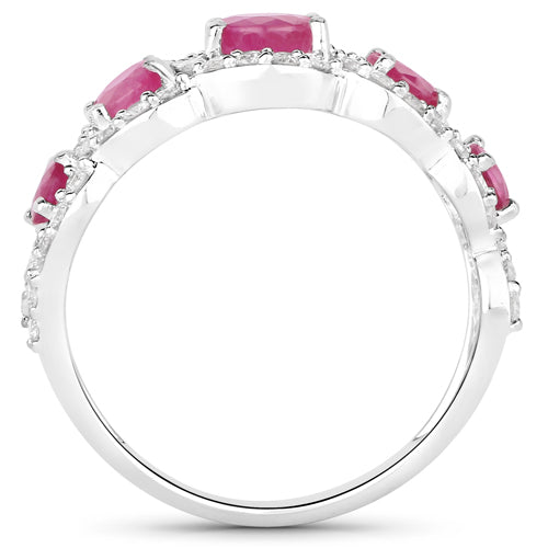 1.99 Carat Genuine Ruby and White Diamond 14K White Gold Ring Bids.com