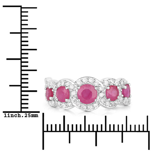 1.99 Carat Genuine Ruby and White Diamond 14K White Gold Ring Bids.com