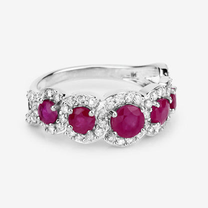 1.99 Carat Genuine Ruby and White Diamond 14K White Gold Ring Bids.com