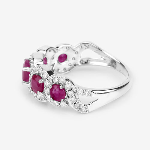 1.99 Carat Genuine Ruby and White Diamond 14K White Gold Ring Bids.com