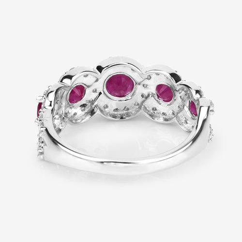 1.99 Carat Genuine Ruby and White Diamond 14K White Gold Ring Bids.com