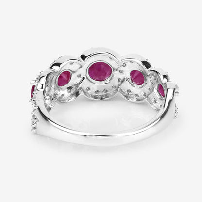 1.99 Carat Genuine Ruby and White Diamond 14K White Gold Ring Bids.com