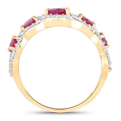 1.99 Carat Genuine Ruby and White Diamond 14K Yellow Gold Ring Bids.com