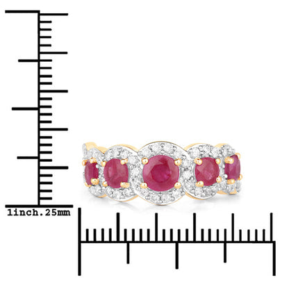 1.99 Carat Genuine Ruby and White Diamond 14K Yellow Gold Ring Bids.com
