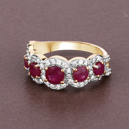 1.99 Carat Genuine Ruby and White Diamond 14K Yellow Gold Ring Bids.com