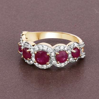 1.99 Carat Genuine Ruby and White Diamond 14K Yellow Gold Ring Bids.com