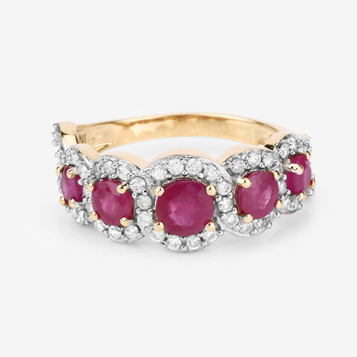 1.99 Carat Genuine Ruby and White Diamond 14K Yellow Gold Ring Bids.com