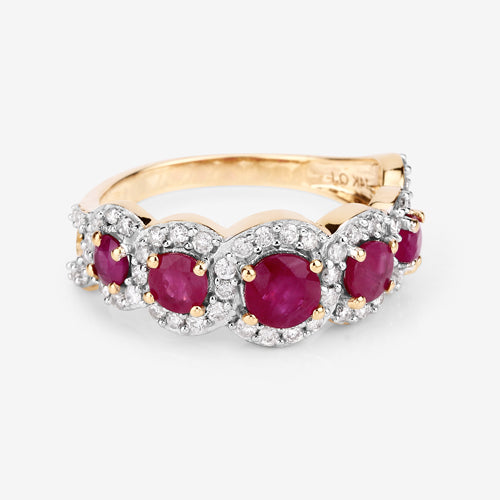 1.99 Carat Genuine Ruby and White Diamond 14K Yellow Gold Ring Bids.com
