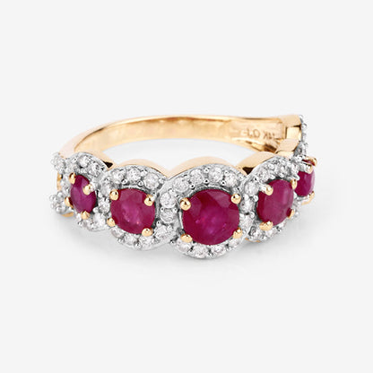 1.99 Carat Genuine Ruby and White Diamond 14K Yellow Gold Ring Bids.com
