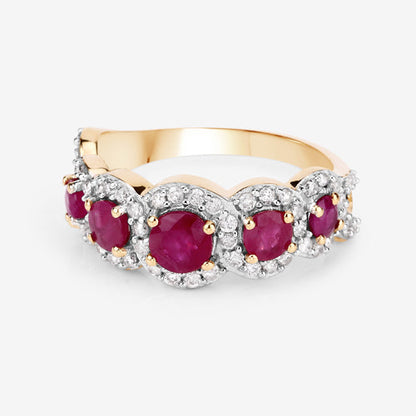 1.99 Carat Genuine Ruby and White Diamond 14K Yellow Gold Ring Bids.com