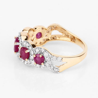 1.99 Carat Genuine Ruby and White Diamond 14K Yellow Gold Ring Bids.com