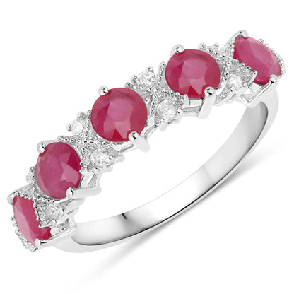 1.61 Carat Genuine Ruby and White Diamond 14K White Gold Ring Bids.com