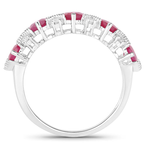 1.61 Carat Genuine Ruby and White Diamond 14K White Gold Ring Bids.com