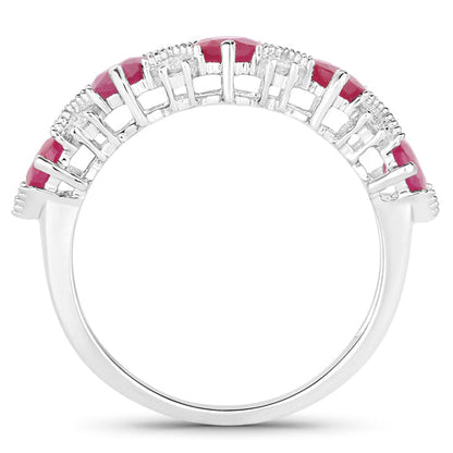 1.61 Carat Genuine Ruby and White Diamond 14K White Gold Ring Bids.com
