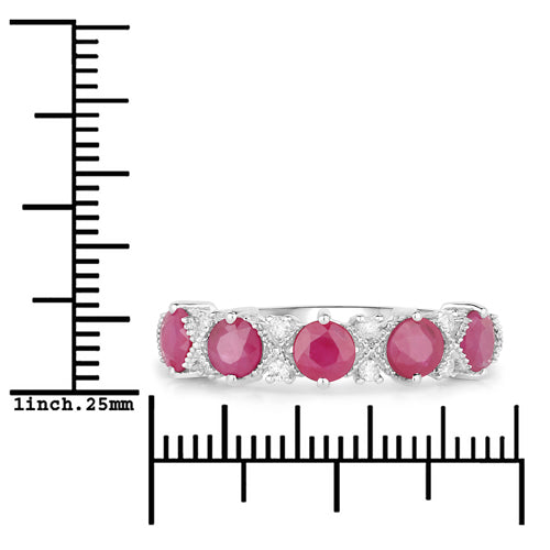 1.61 Carat Genuine Ruby and White Diamond 14K White Gold Ring Bids.com
