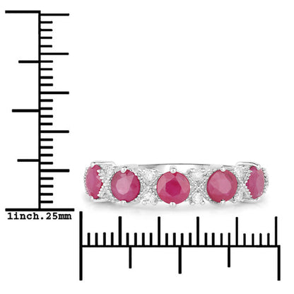 1.61 Carat Genuine Ruby and White Diamond 14K White Gold Ring Bids.com