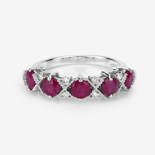 1.61 Carat Genuine Ruby and White Diamond 14K White Gold Ring Bids.com