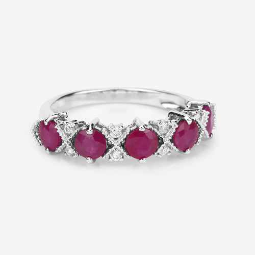 1.61 Carat Genuine Ruby and White Diamond 14K White Gold Ring Bids.com