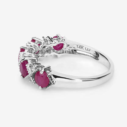 1.61 Carat Genuine Ruby and White Diamond 14K White Gold Ring Bids.com