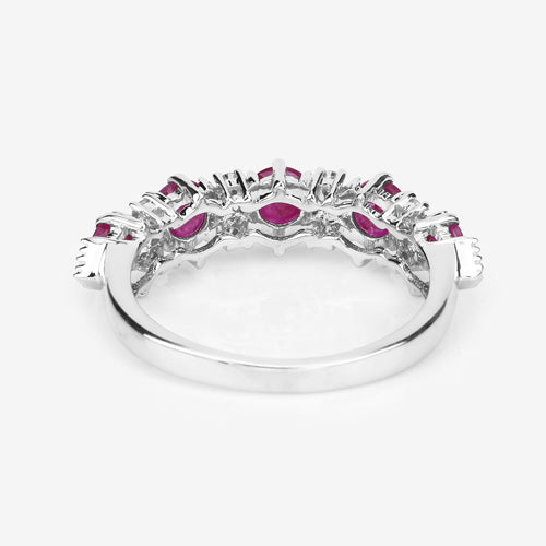 1.61 Carat Genuine Ruby and White Diamond 14K White Gold Ring Bids.com