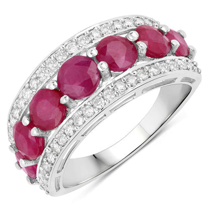 3.24 Carat Genuine Ruby and White Diamond 14K White Gold Ring Bids.com